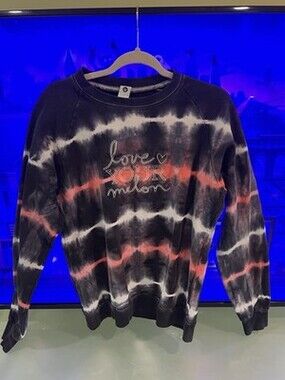 Love Your Lemon Tie Dye Embroidered Crewneck Sweatshirt Size Small